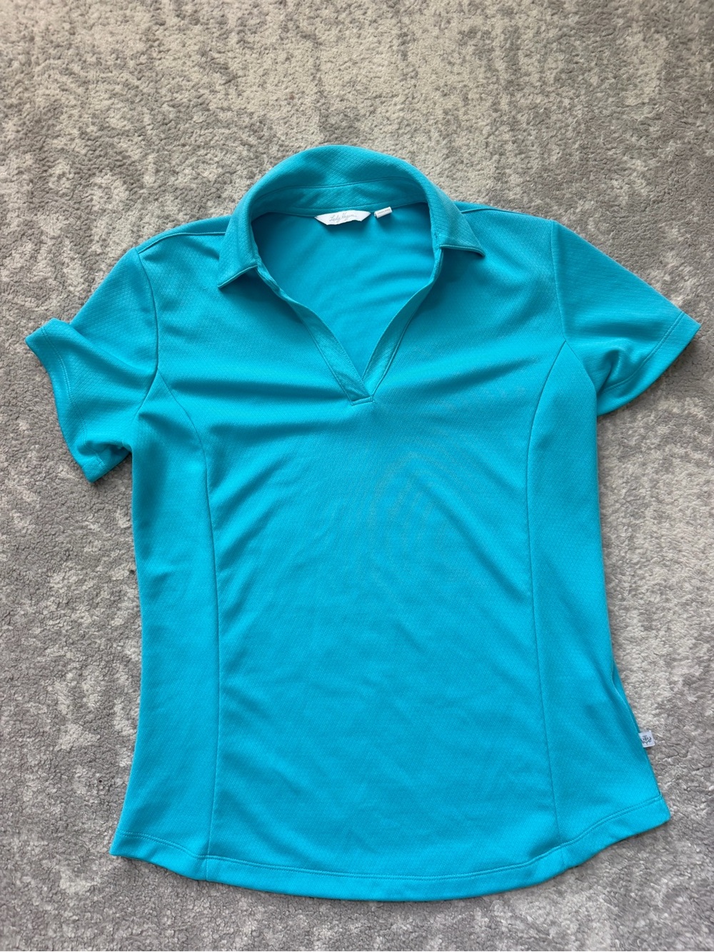 Lady Hagen Turquoise Polo V-Neck Top- size small